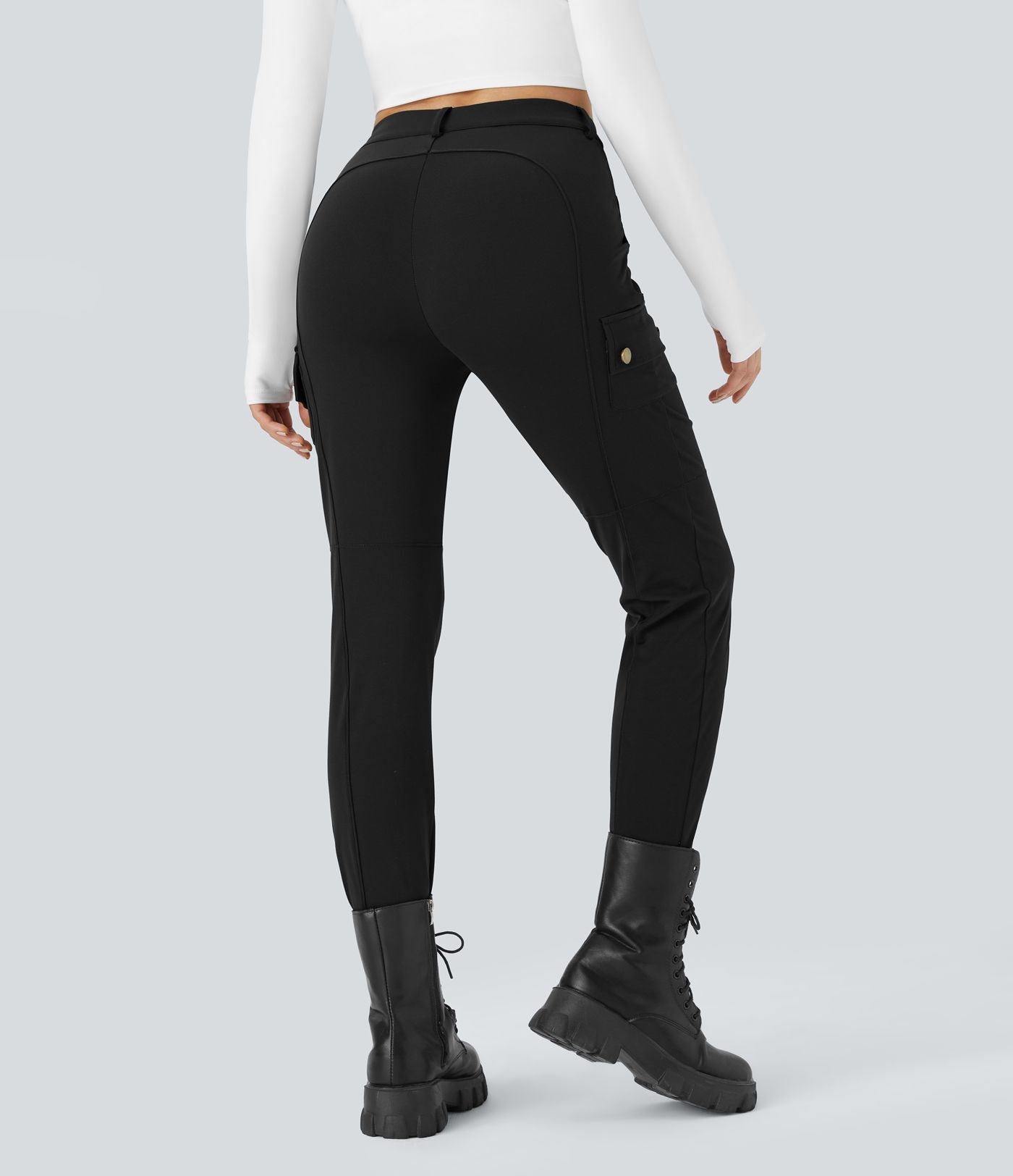 DayStretch High Waisted Zipper Pockets Solid Skinny Cargo Pants