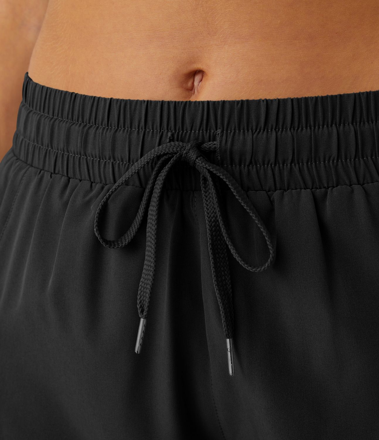 Mid Rise Drawstring Contrast Mesh 2-in-1 Flowy Running Shorts 3''