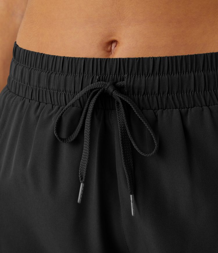 Mid Rise Drawstring Contrast Mesh 2-in-1 Flowy Running Shorts 3''