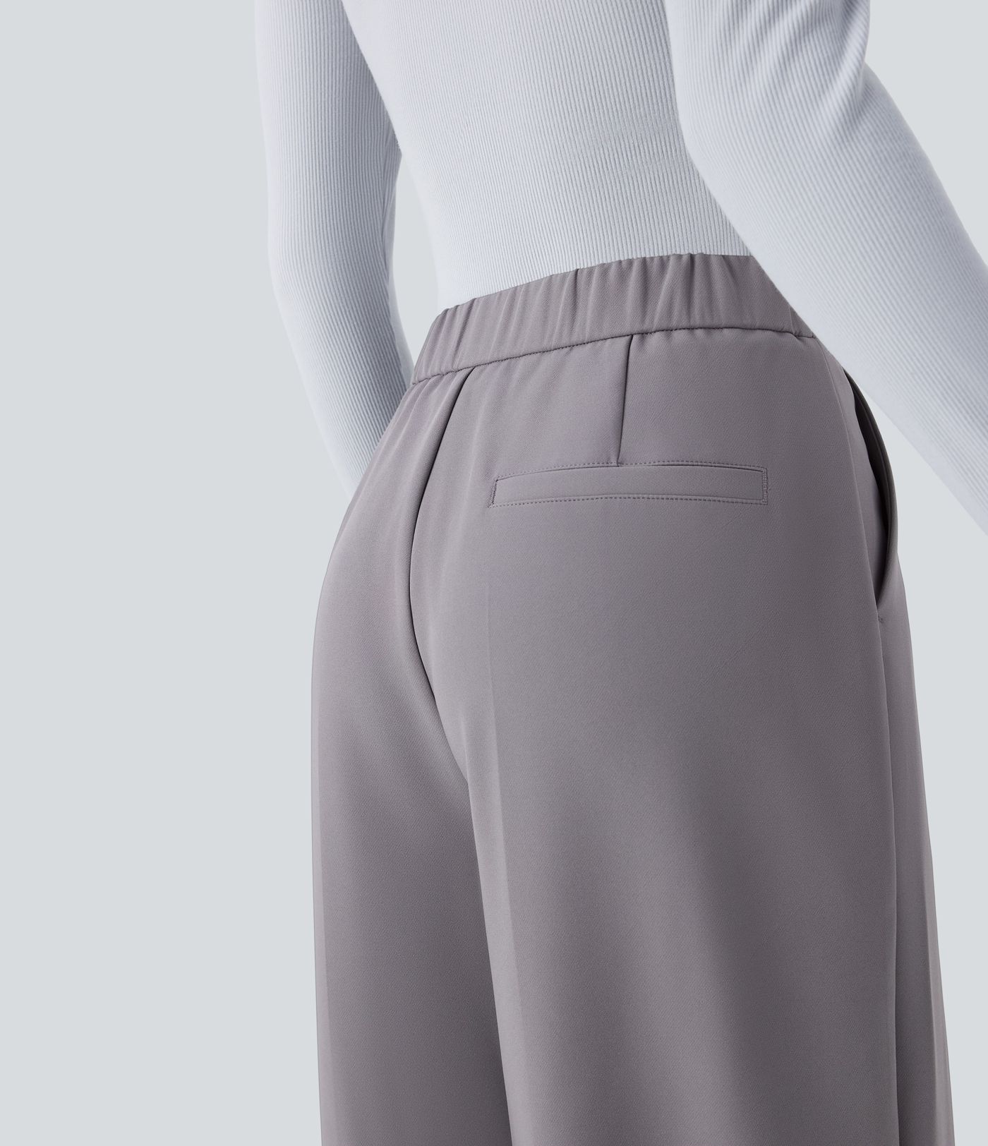 Water Repellent Mid High Waisted Zipper Side Pocket Straight Leg Work Trousers