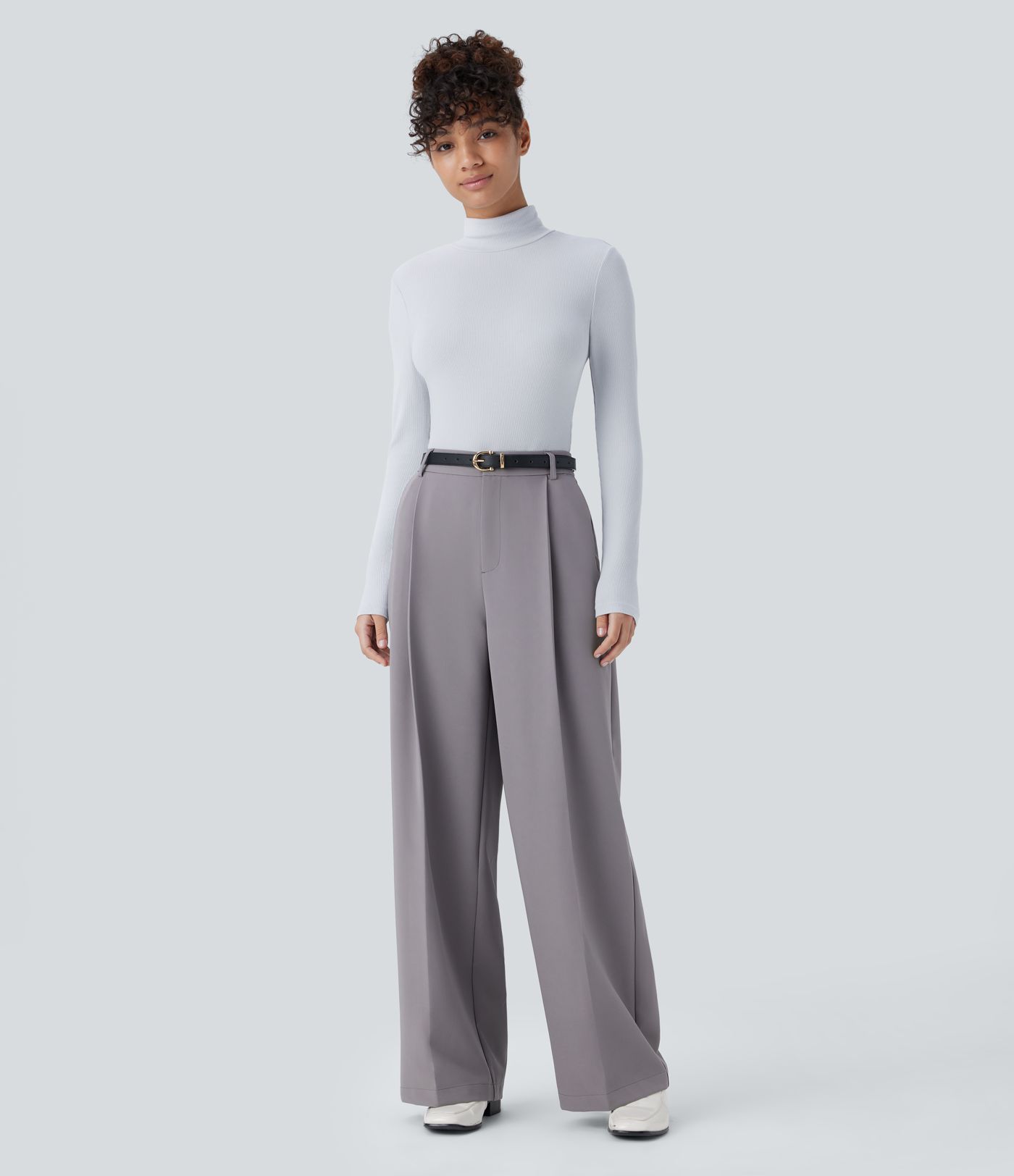 Water Repellent Mid High Waisted Zipper Side Pocket Straight Leg Work Trousers