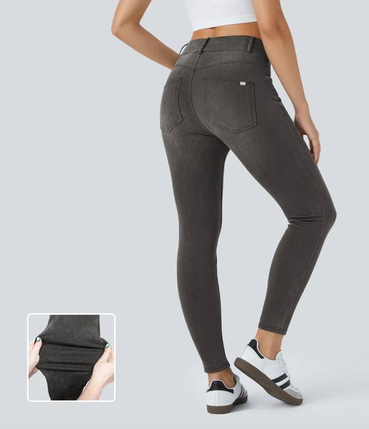 Halara Flex™ High Waisted Multiple Pockets Stretchy Knit Denim Work 7/8 Leggings