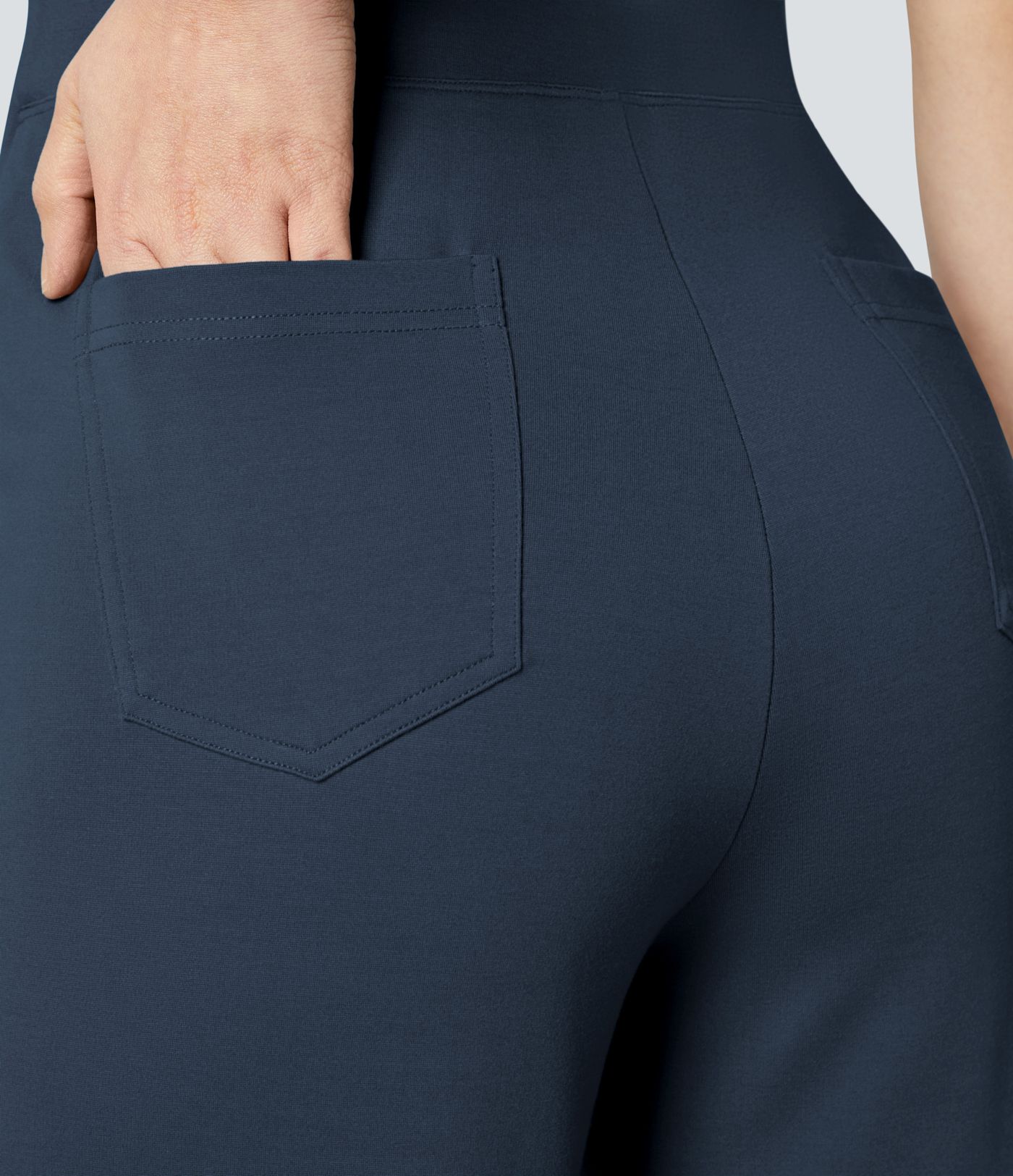 High Waisted Pocket Wide Leg Work Pants