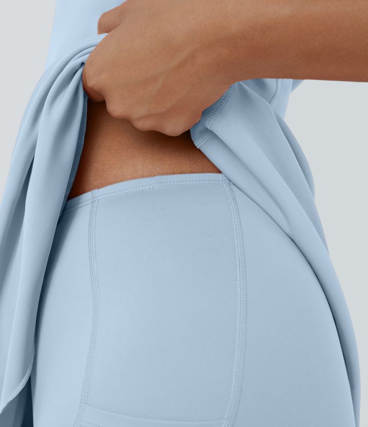 Vestido baile Softlyzero™ Airy tacto fresco 2 piezas bolsillo lateral volante cuello V