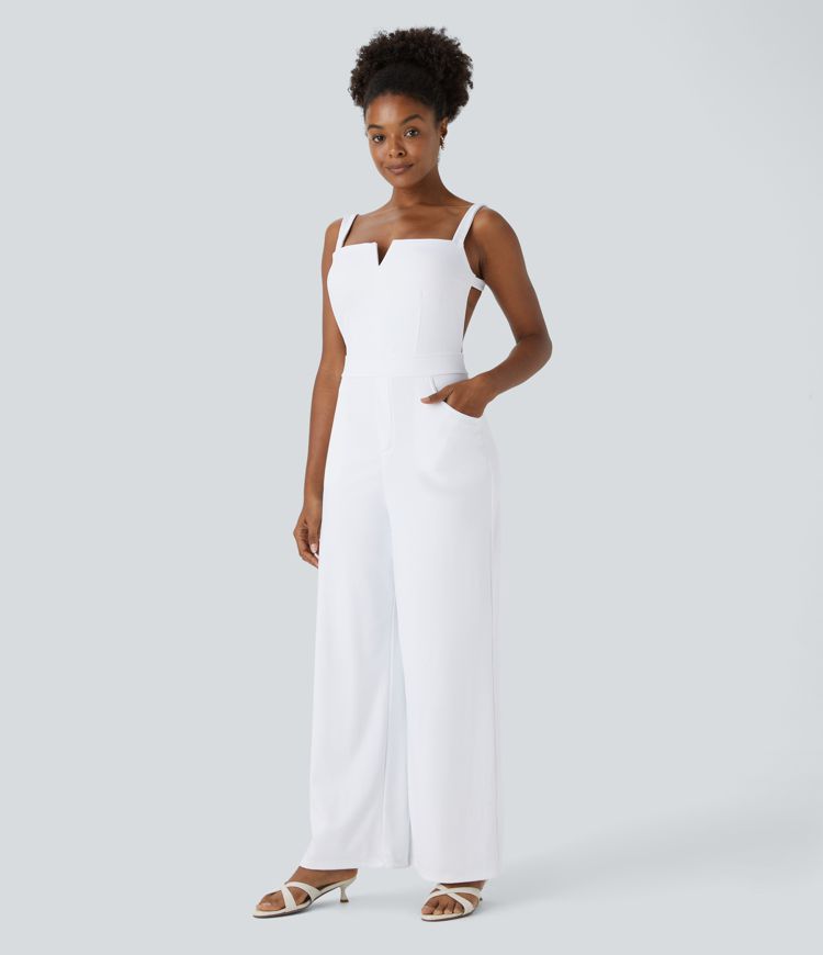 SoftlyZero™ Airy Tie Pocket Cool Touch Jumpsuit-UPF50+