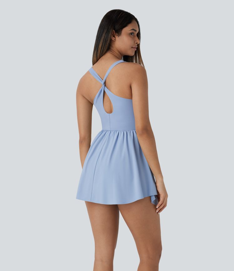 Breezeful™ Backless 2-in-1 Pocket Mini Quick Dry Flowy Pickleball Active Dress-Easy Peezy plus Leak Protection Edition