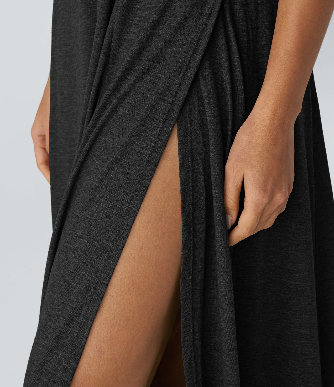 U Neck Backless Split Flowy Women Long Maxi Casual Tank Dress