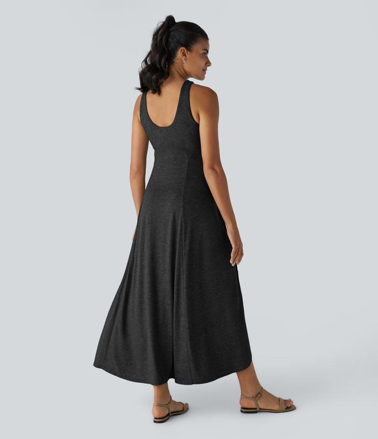 U Neck Flowy Maxi Casual Tank Dress