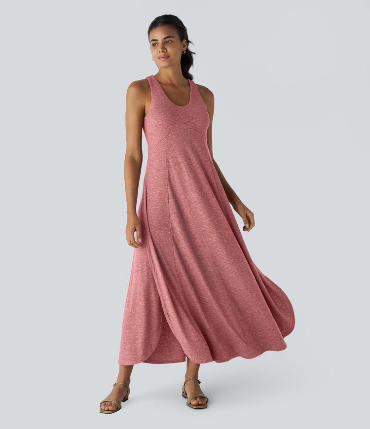 U Neck Flowy Maxi Casual Tank Dress