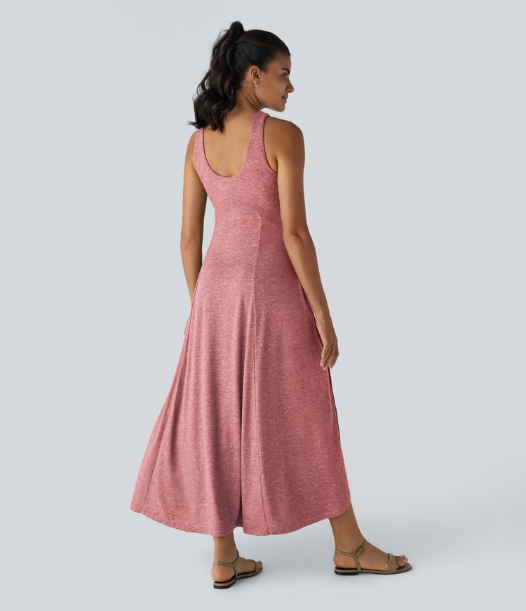 U Neck Flowy Maxi Casual Tank Dress