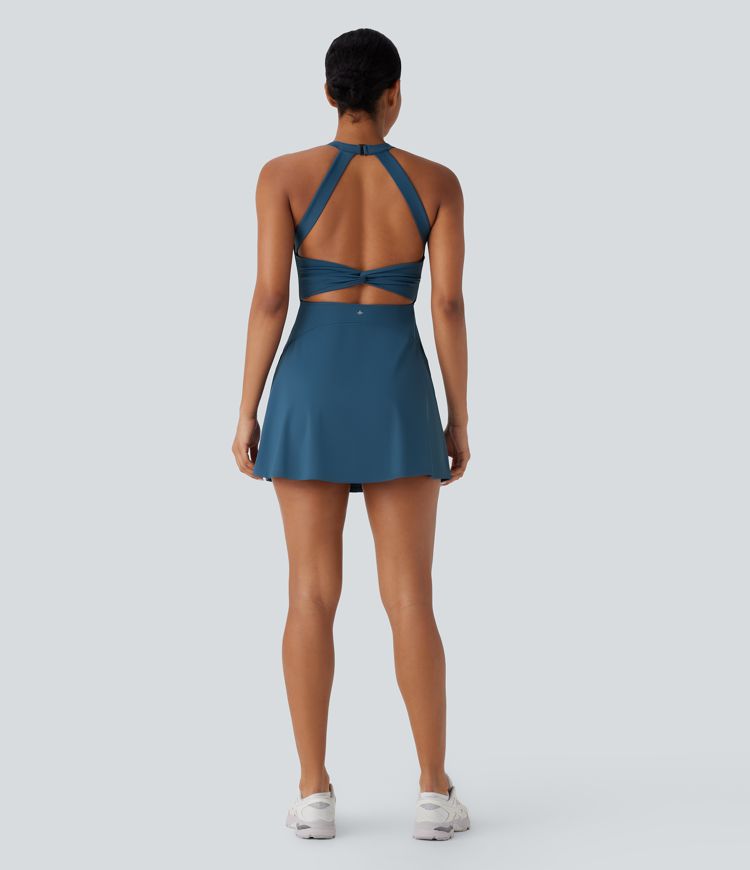 Mini Vestido Softlyzero™ Airy baile activo cuello A sin espalda retorcido tacto fresco - Edición Easy Peezy