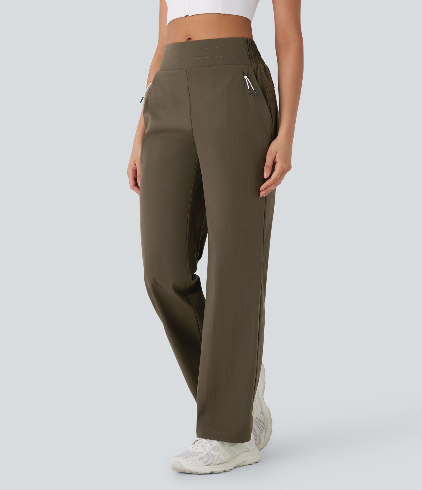 Wear-Resistant Mid Rise Side Pocket Straight Leg Dance Trousers