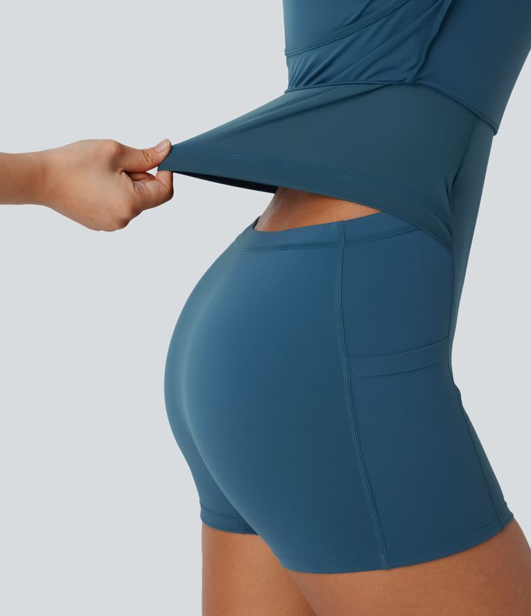 Mini Vestido Softlyzero™ Airy baile activo cuello A sin espalda retorcido tacto fresco - Edición Easy Peezy