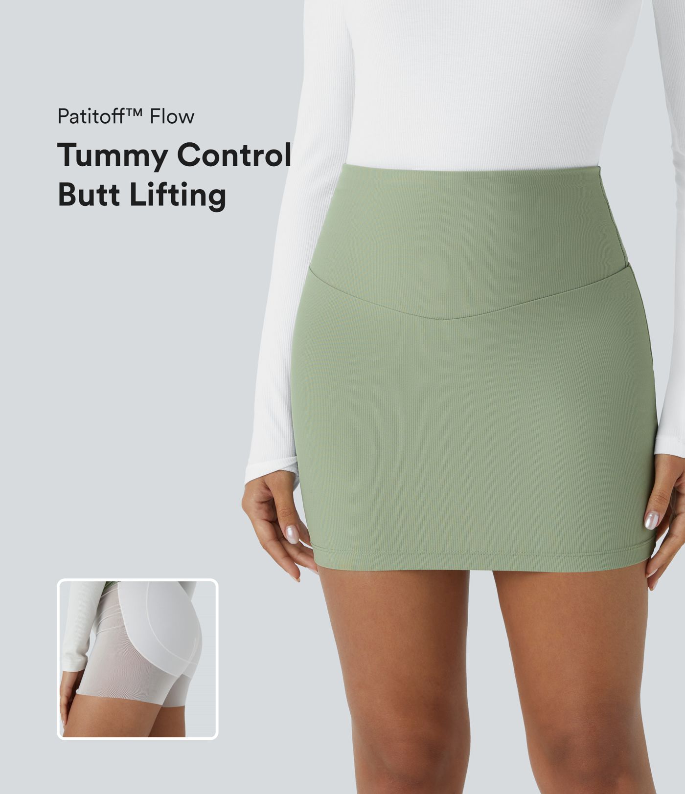 Patitoff™ Flow Pet Hair Resistant High Waisted Tummy Control Butt Lifting 2-in-1 Bodycon Mini Casual Skirt