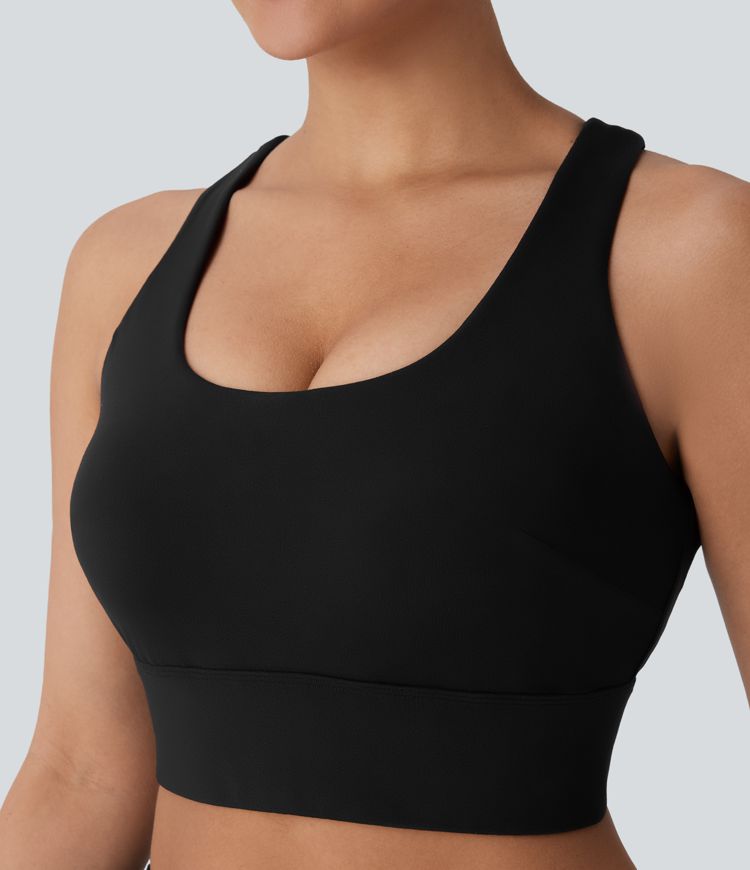 Medium Support U Neck Adjustable Hook Running Sports Bra D-F Cups