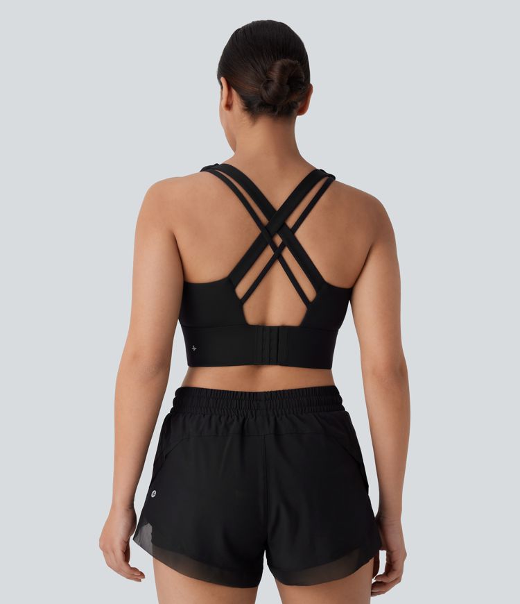 Medium Support U Neck Adjustable Hook Running Sports Bra D-F Cups