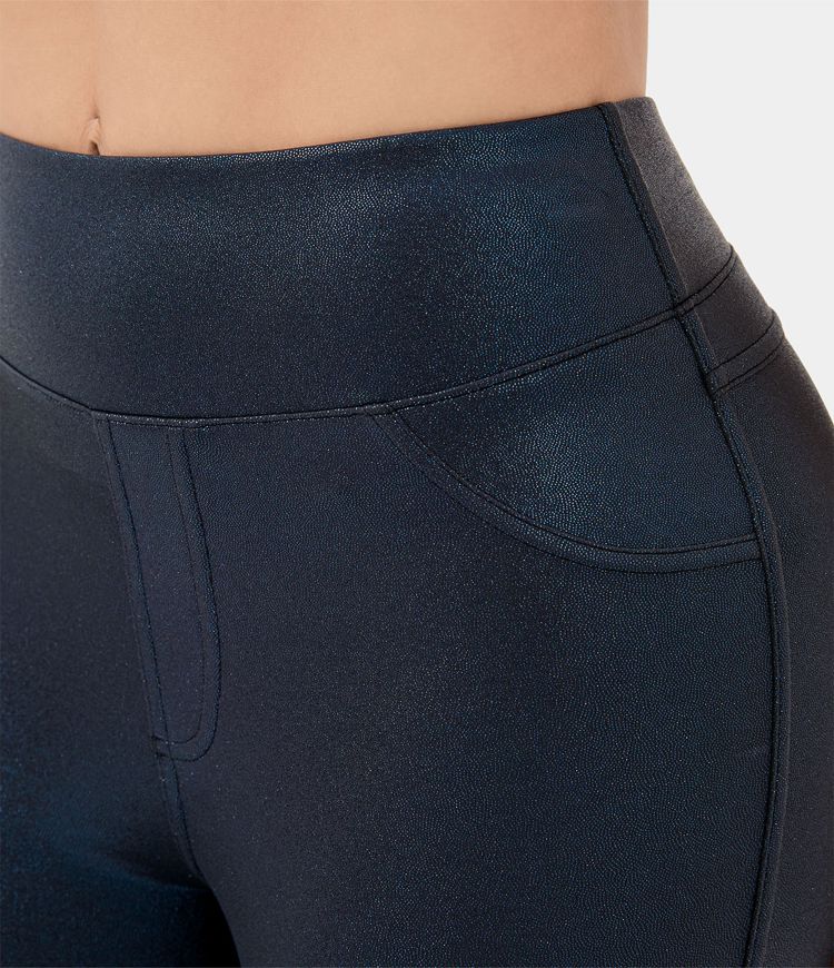 SoftlyZero™ Imitatieleren Hoge Taille Werklegging met Zakken