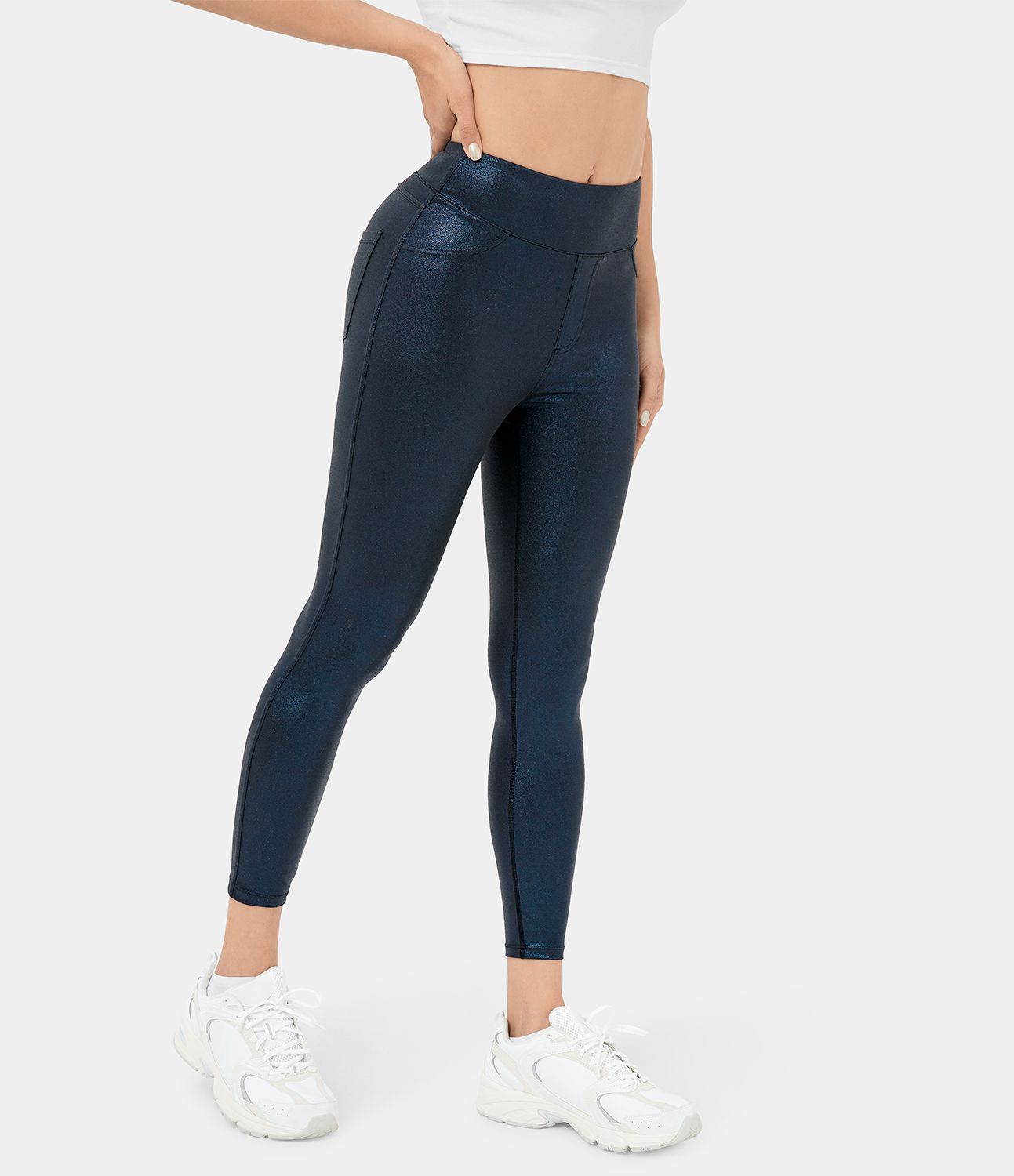 SoftlyZero™ Imitatieleren Hoge Taille Werklegging met Zakken