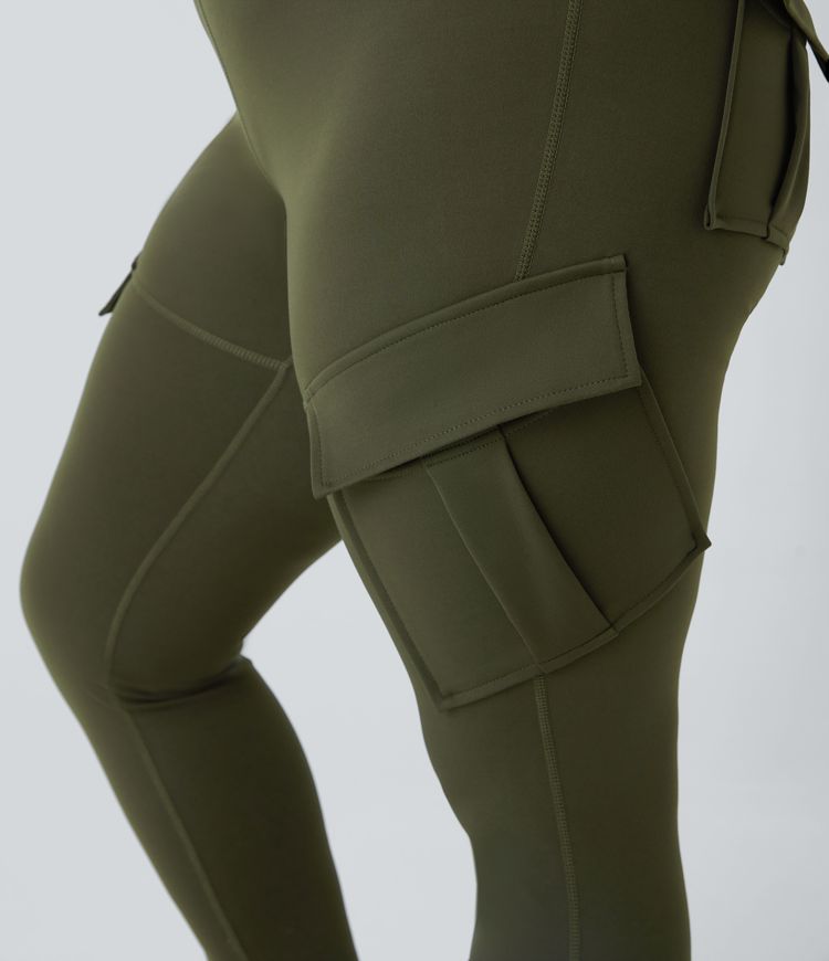 DayStretch High Waisted Cargo Pocket Skinny Yoga Plus Size 7/8 Leggings