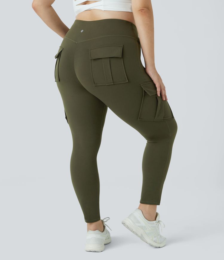 DayStretch High Waisted Cargo Pocket Skinny Yoga Plus Size 7/8 Leggings