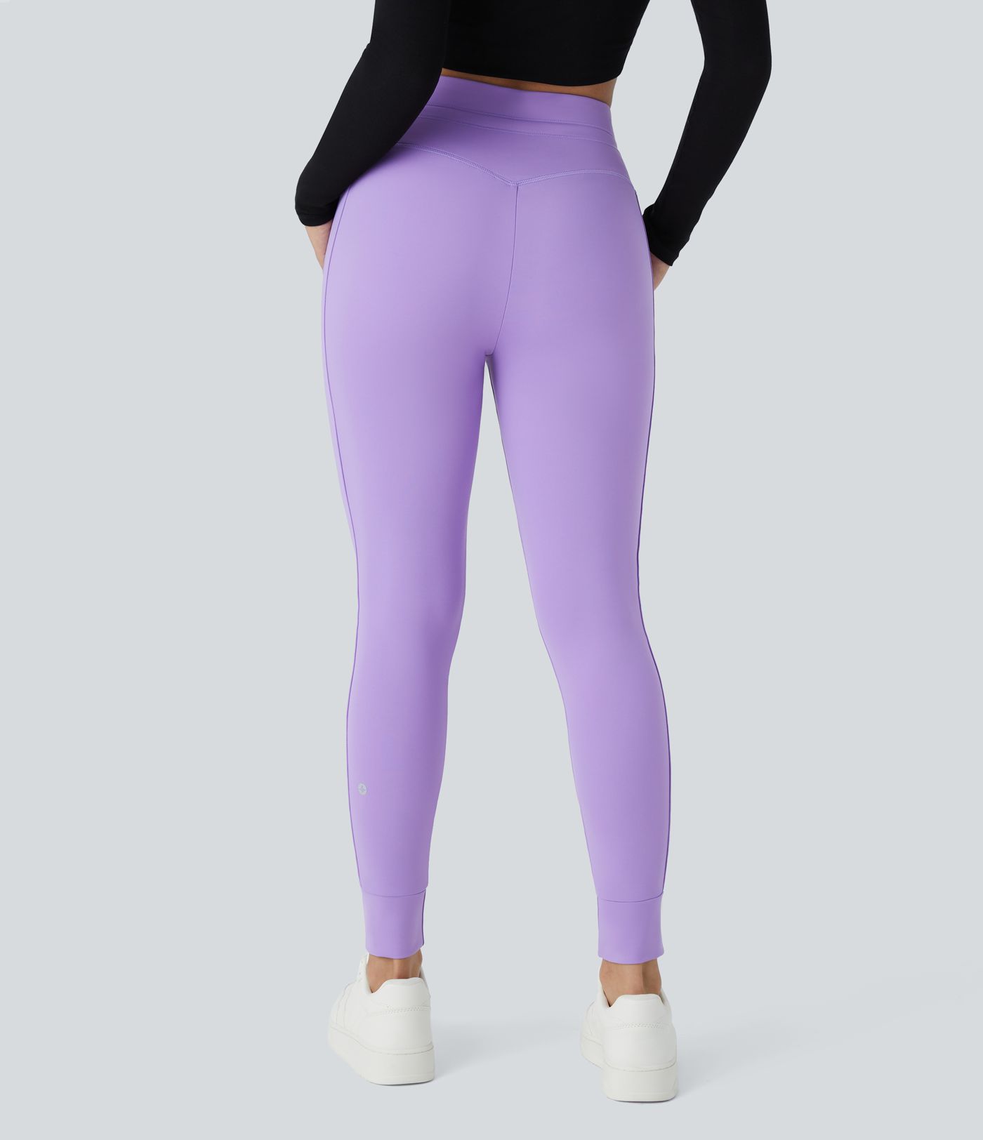 SoftlyZero™ Plush High Waisted Drawstring Pocket Plain Full Length Joggers