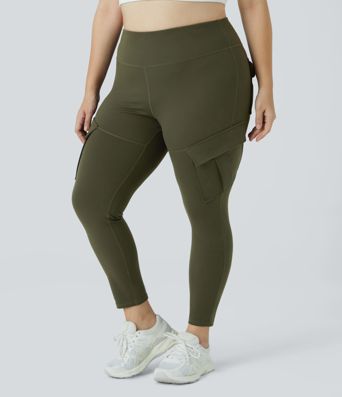 DayStretch High Waisted Cargo Pocket Skinny Yoga Plus Size 7/8 Leggings