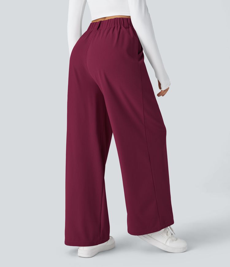 HalaraFlex™ High Waisted Plicated Side Pocket Wide Leg Waffle Work Pants