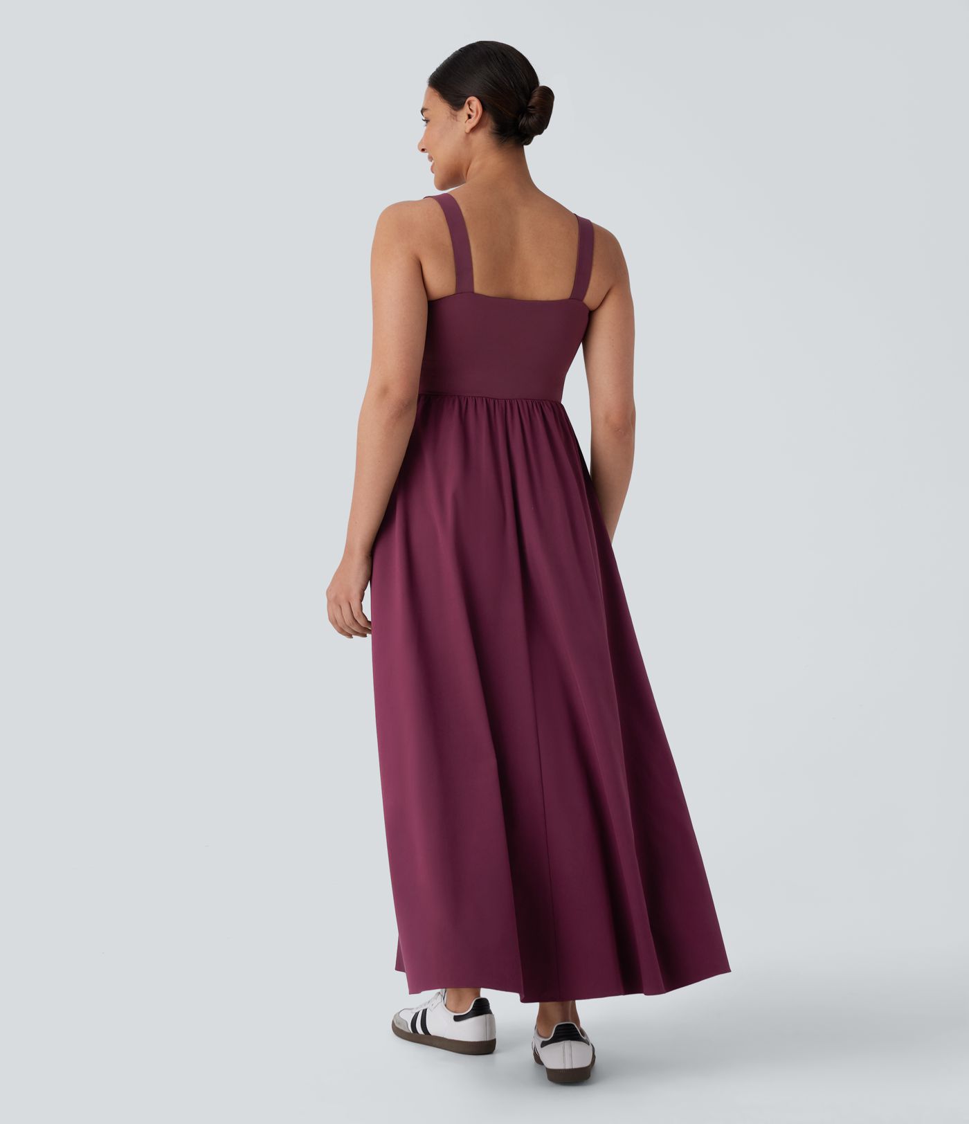 Breezeful™ Molded Cups Push Up Square Neck Pocket Flowy Maxi Quick Dry Casual Dress