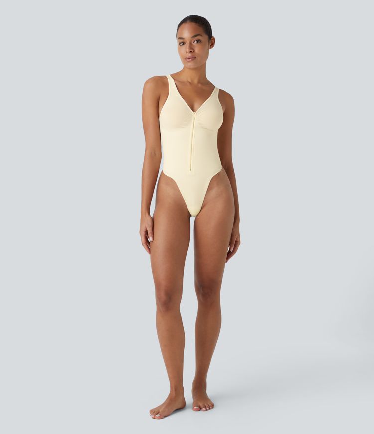 Seamless Flow Zipper Tummy Control Lounge Shapewear Bodysuit