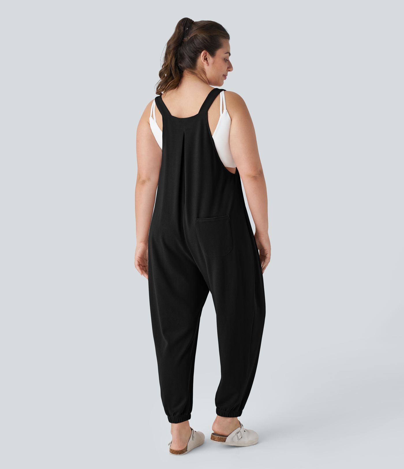 Pockets Waffle Casual Plus Size Jogger Overalls