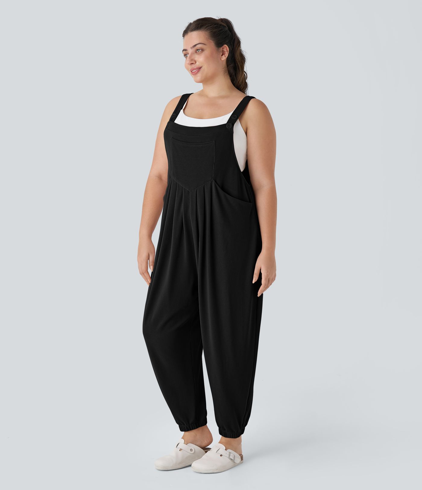 Pockets Waffle Casual Plus Size Jogger Overalls