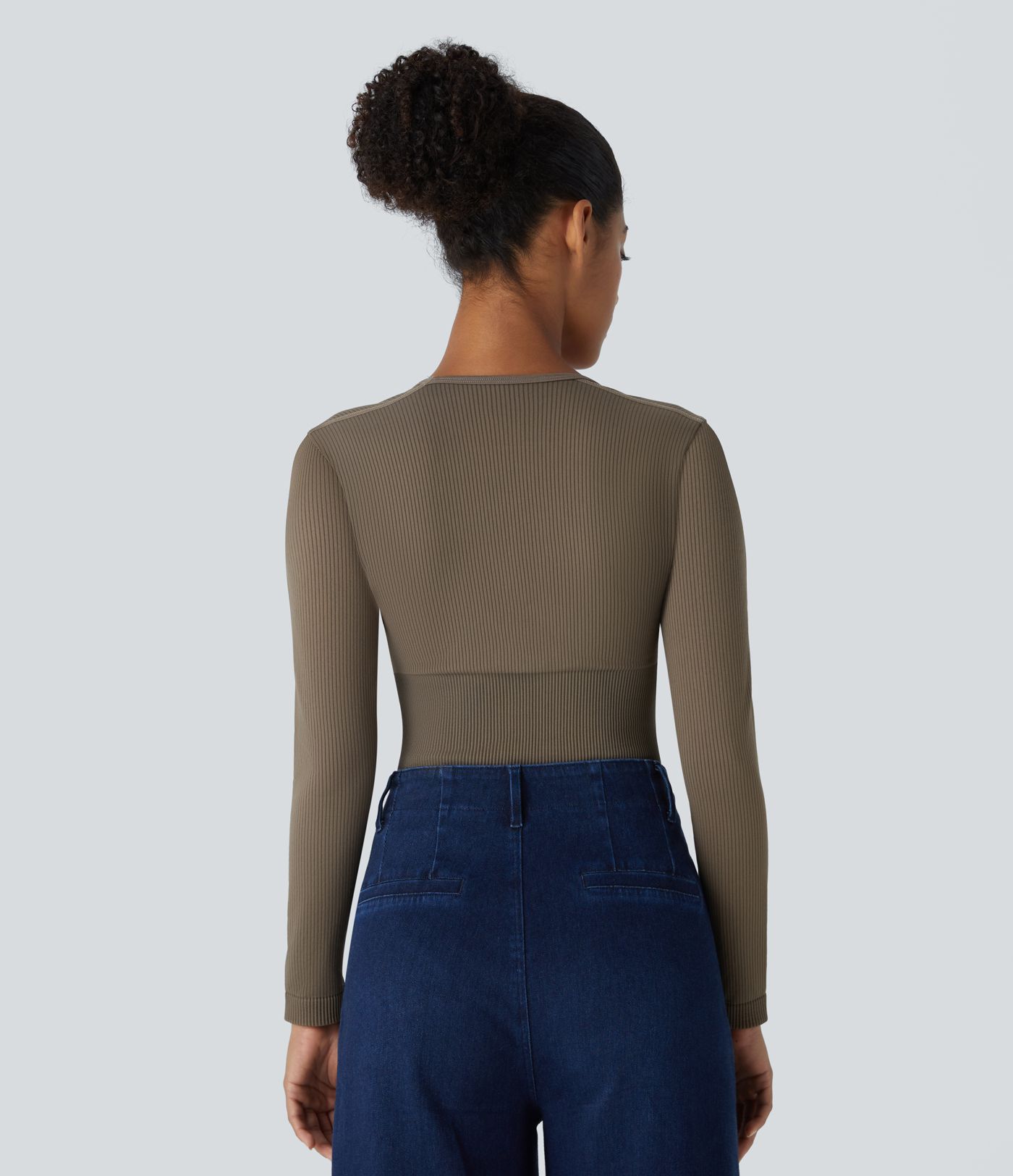 Combinaison lisse décolleté carré à manches longues sans couture OneForm Seamless Flow