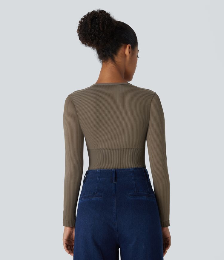 Combinaison lisse décolleté carré à manches longues sans couture OneForm Seamless Flow