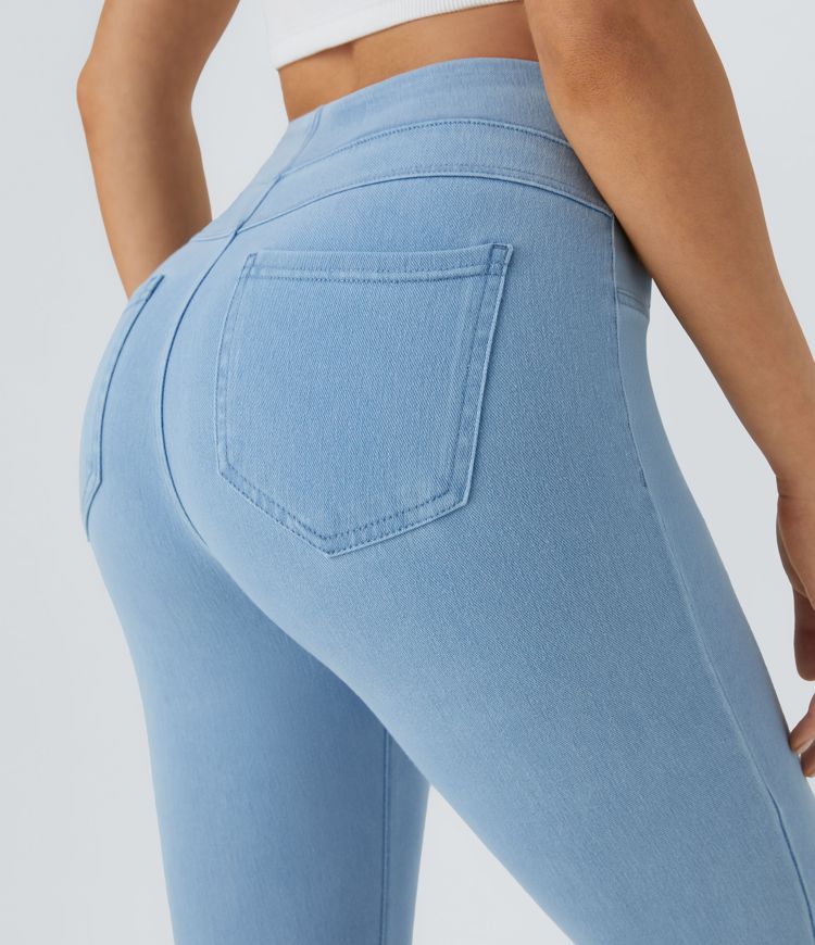Halara Flex™ Jeans Jeggings aus elastischem Strick-Denim mit hohem Bund und Gesäßtaschen