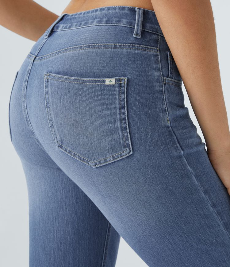 Halara Flex™ High Waist Multi Pocket Washed Stretch Knit Casual Bootcut Jeans