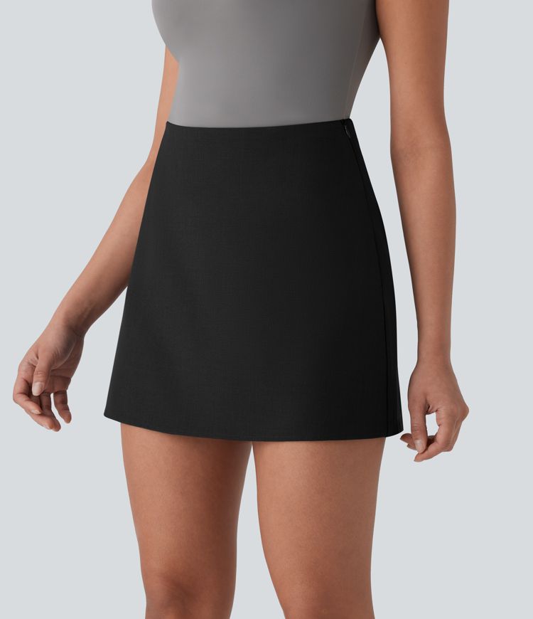 Jupe-short taille haute à fermeture invisible