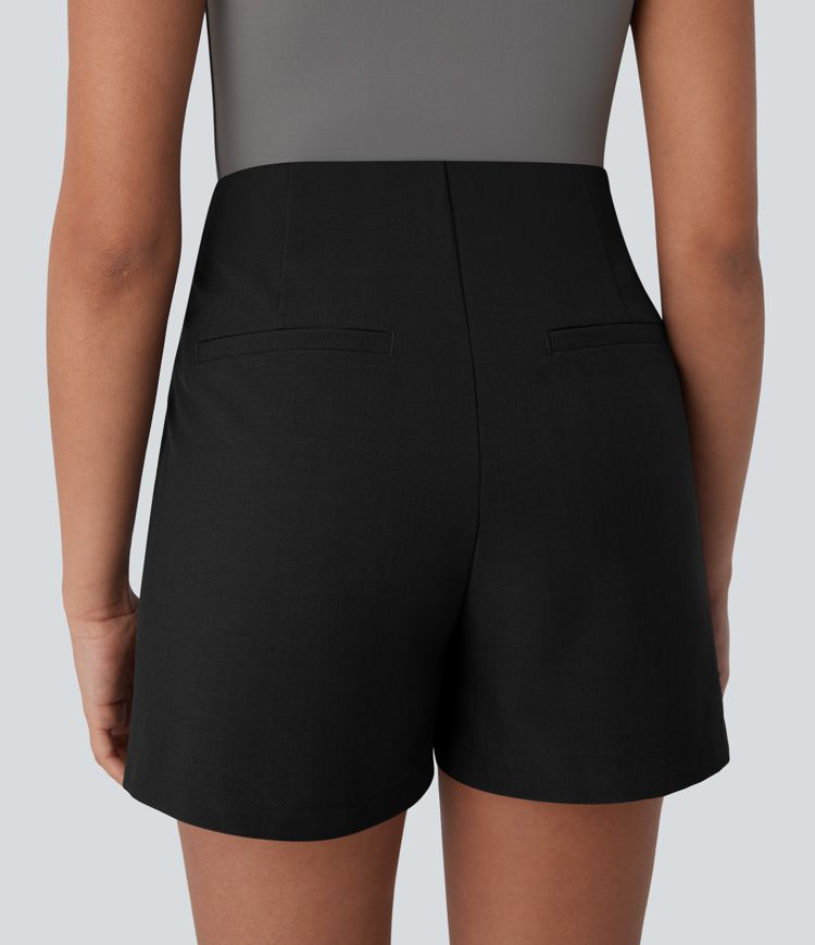 Jupe-short taille haute à fermeture invisible