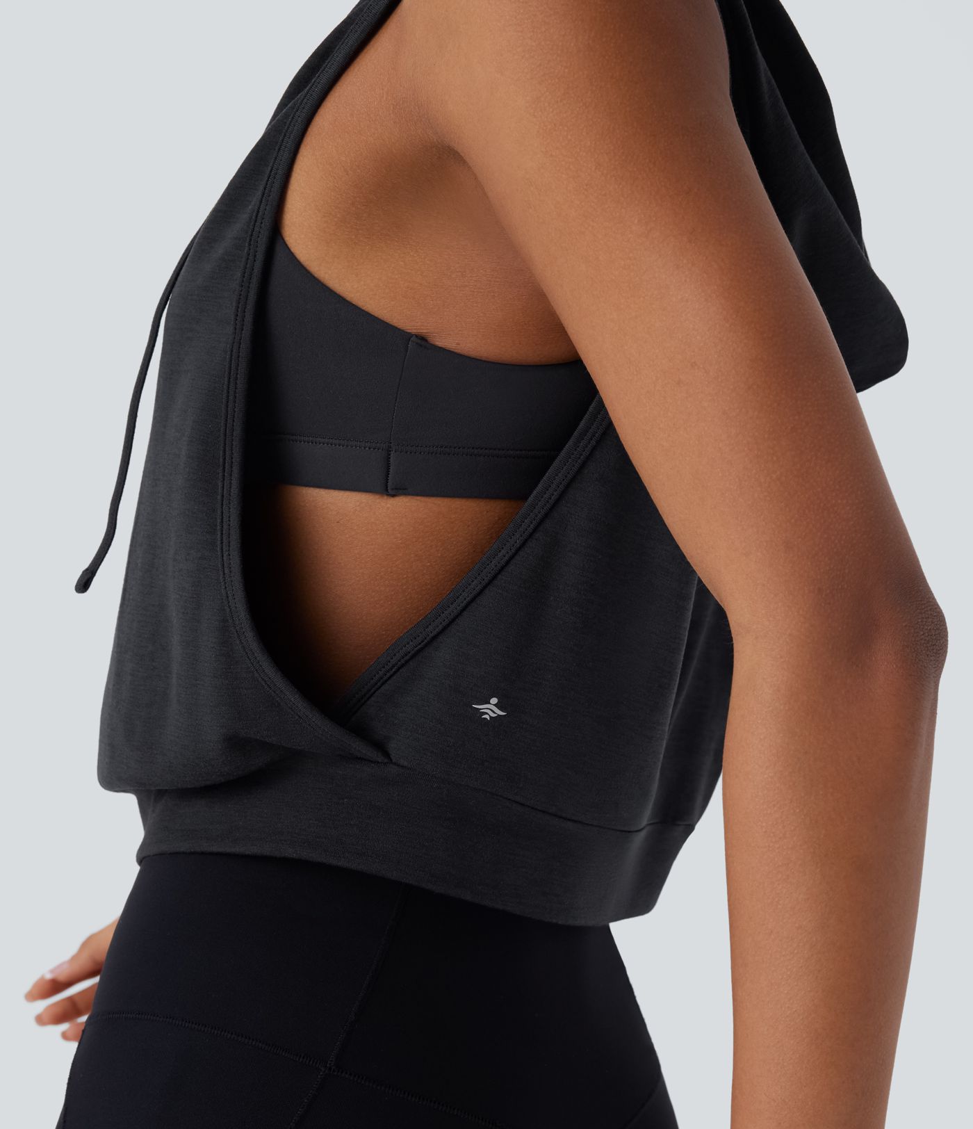 Hooded Drawstring Sleeveless Cropped Running Tank Top