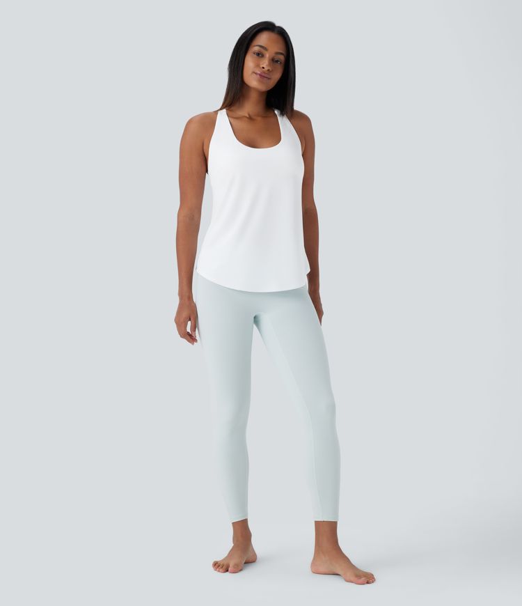 U Neck Curved Hem Cool Touch Yoga Tank Top-UPF50+