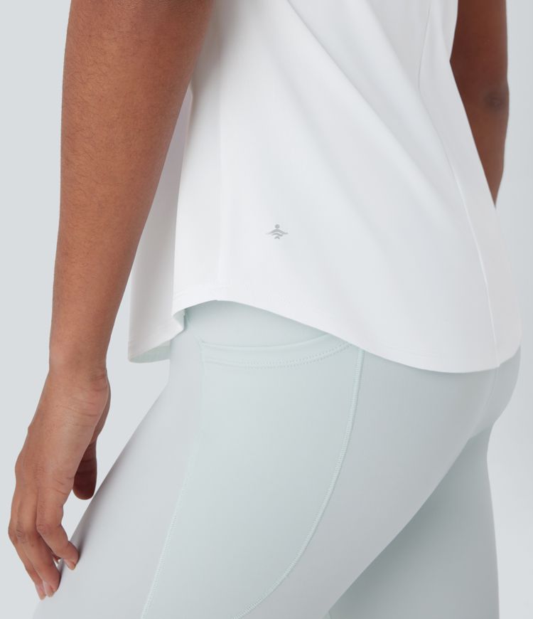 U Neck Curved Hem Cool Touch Yoga Tank Top-UPF50+
