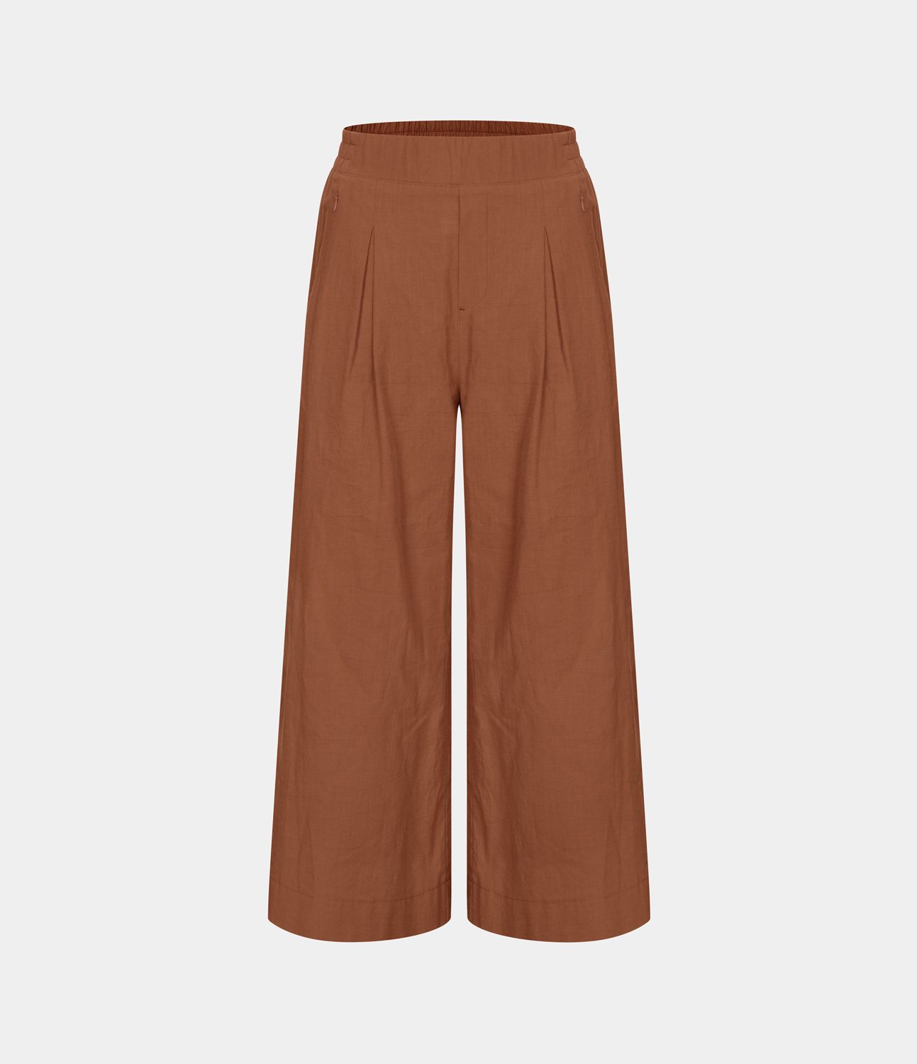 Pantalones Palazzo Capri casuales de pierna ancha con cintura alta y bolsillos, estilo lino