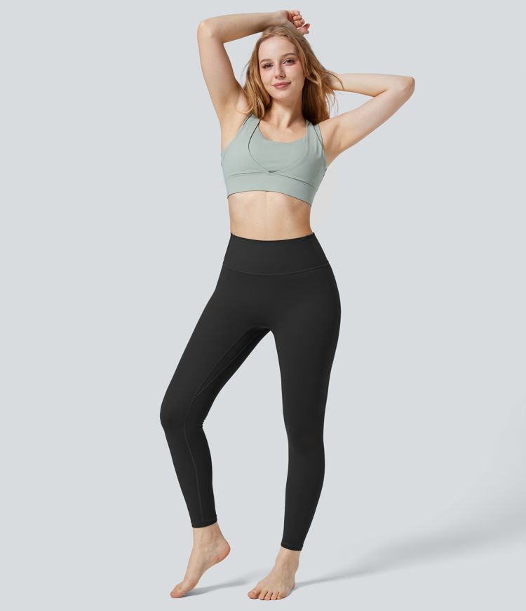 UltraSculpt High Waisted Ruched Tummy Control Butt Lifting Yoga 7/8 Leggings