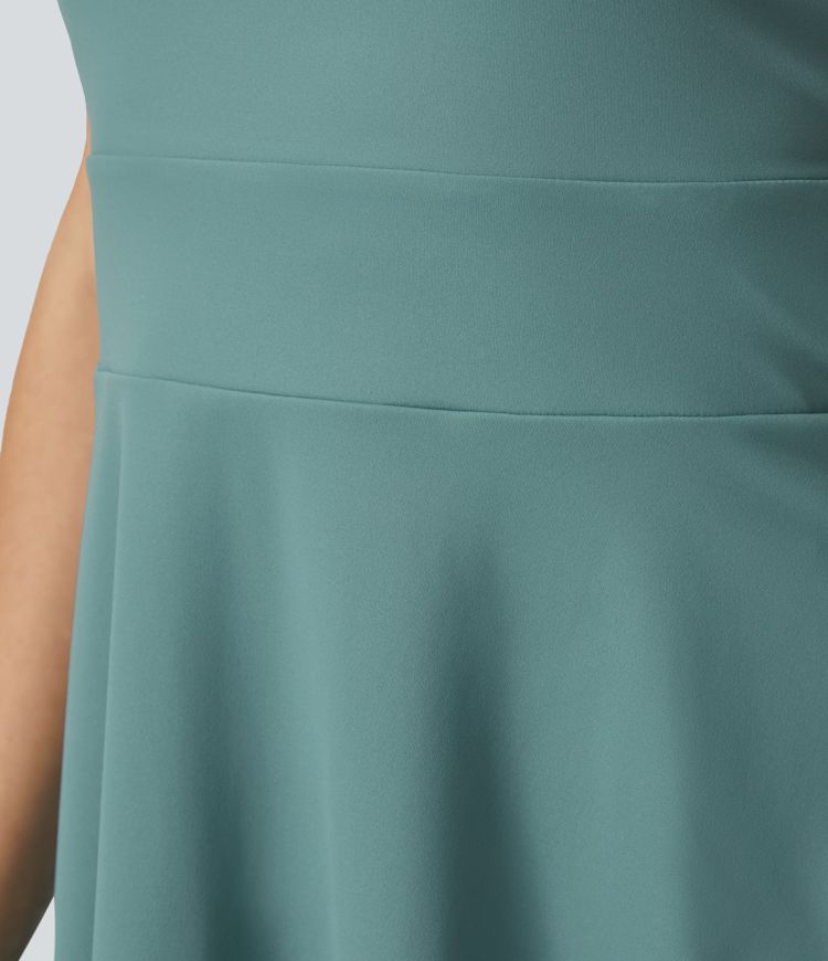 SoftlyZero™ Airy Polo Collar 2-Piece Pocket Cool Touch Flare Mini Golf Active Dress-Golf Tee Pocket-UPF50+