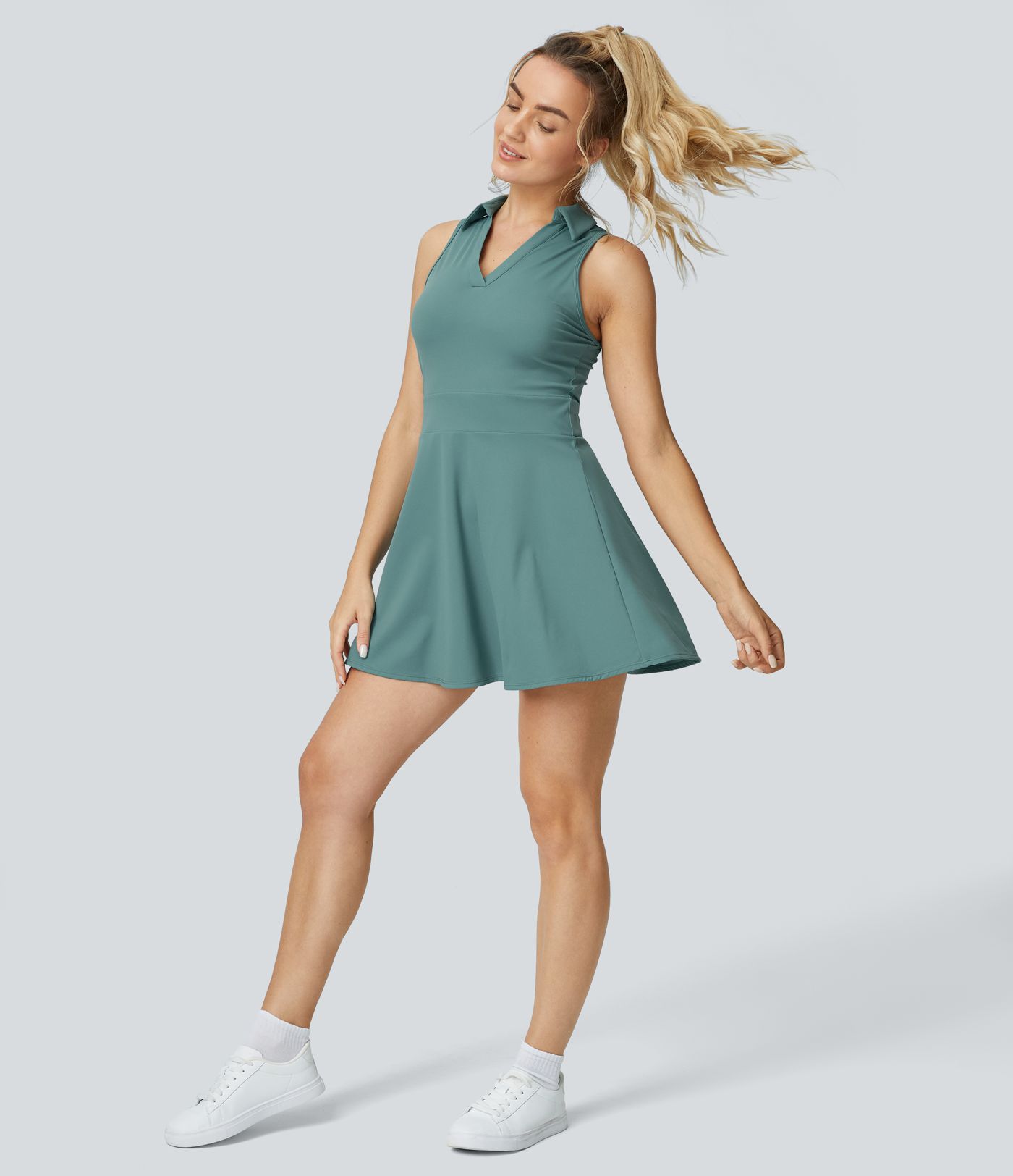 Softlyzero™ Airy Polo Collar 2-Piece Pocket  Flare Mini Golf Active Dress-Golf Tee Pocket-UPF50+