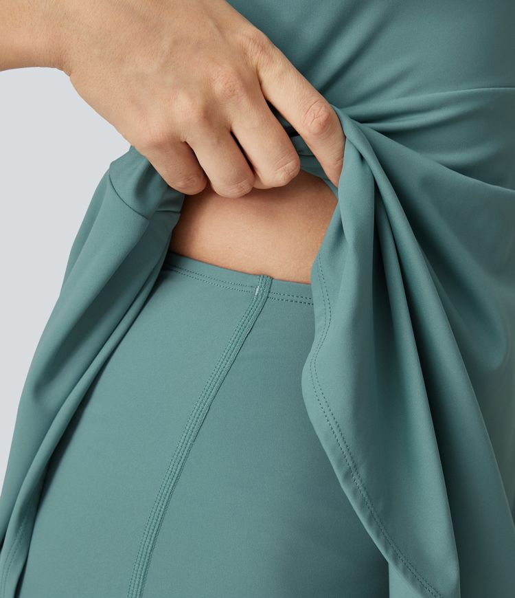 SoftlyZero™ Airy Polo Collar 2-Piece Pocket Cool Touch Flare Mini Golf Active Dress-Golf Tee Pocket-UPF50+