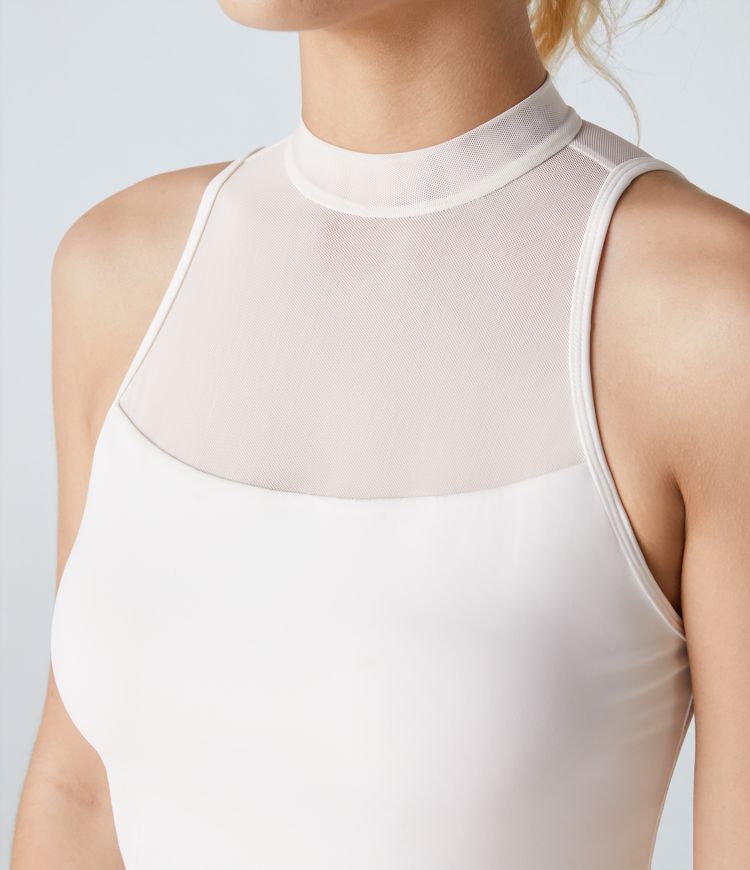 Vestido activo baile bolsillo lateral 2 en 1 dividido sin espalda hebilla malla contrastante - Edición Easy Peezy