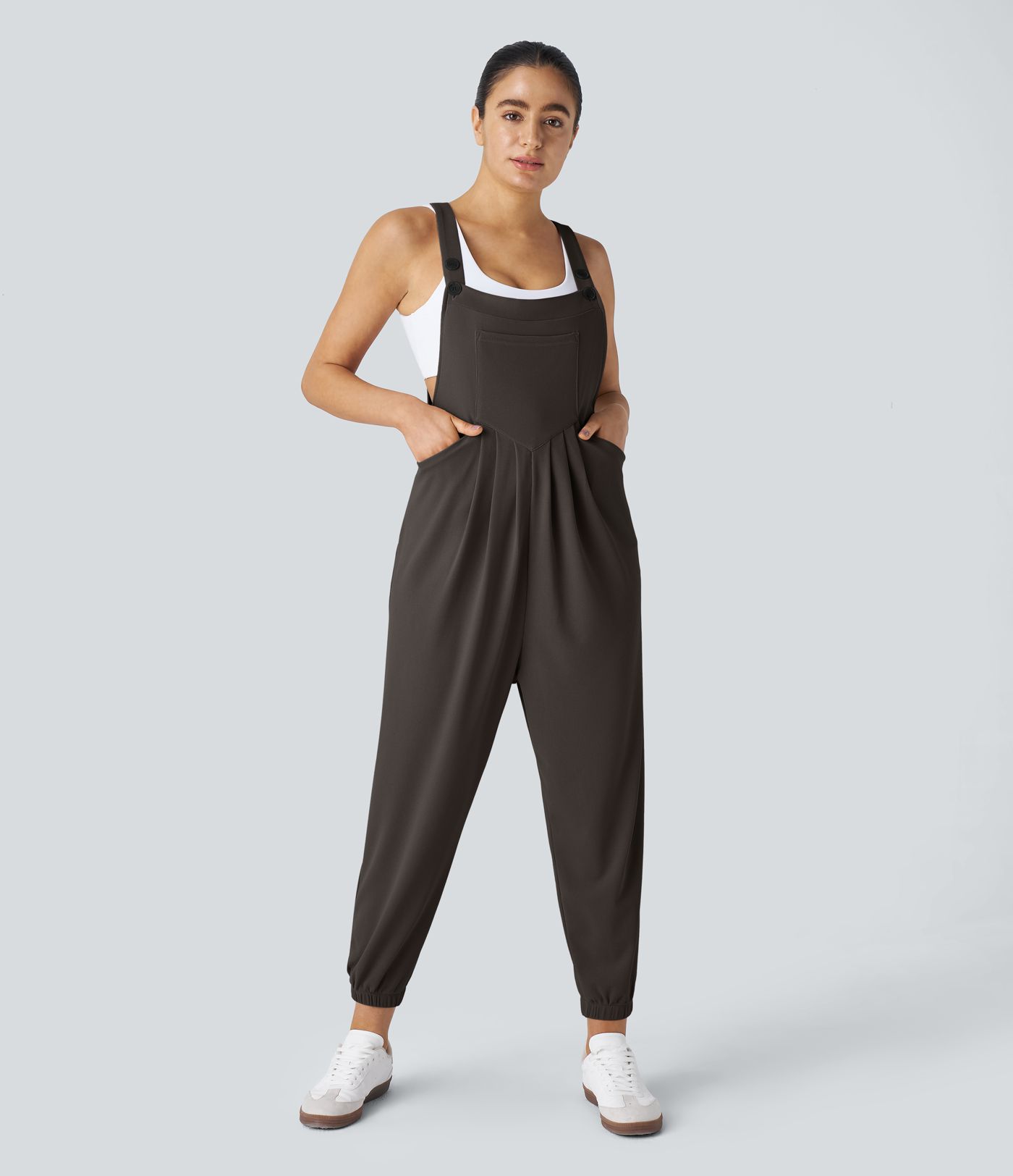 Pockets Waffle Casual Jogger Overalls