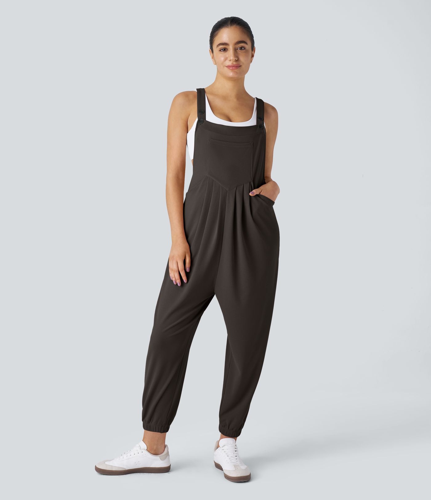 Pockets Waffle Casual Jogger Overalls