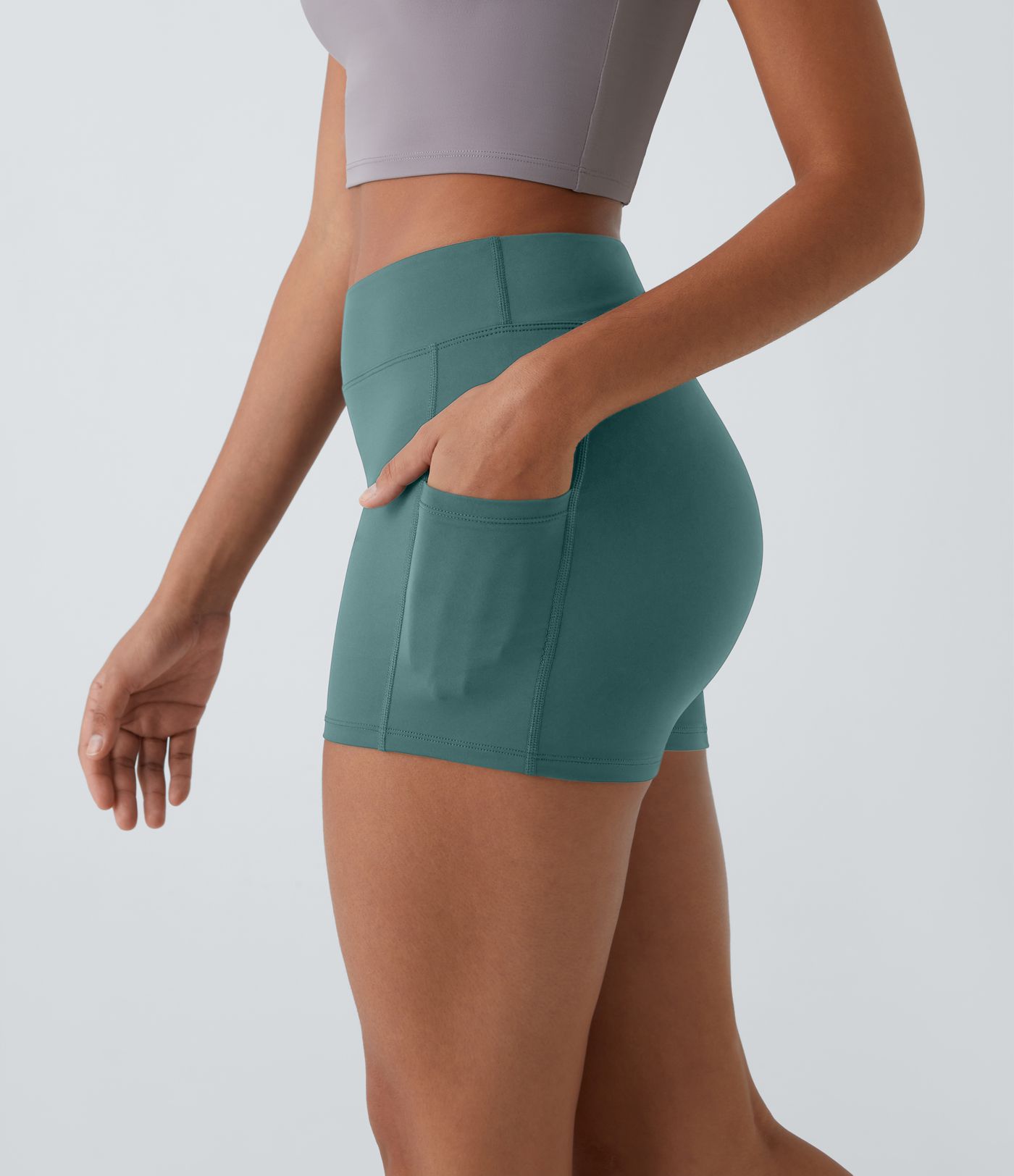 Softlyzero™ Airy  Einfarbige Cool-Touch-Yoga-Shorts mit hoher Taille und Seitentasche 8,9 cm