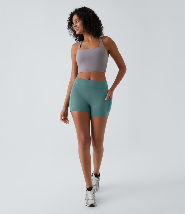 SoftlyZero™ Airy High Waisted Pocket Plain Cool Touch Yoga Shorts 3.5"-UPF50+